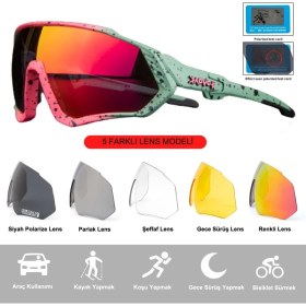 Resim Schulzz Kapvoe Storm Değişebilir 5 Lens Mtb Polarize Bisiklet Spor Dağ Kayak Gözlüğü 
