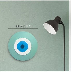 Resim Minimalist Küf Yeşili Nazar Boncuğu El Yapımı Ahşap Büyük Nazarlı 