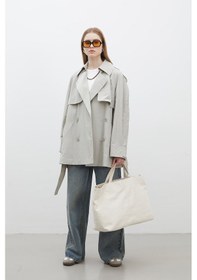 Resim Manuka Lızbon Oversıze Kısa Trençkot Yeşil 