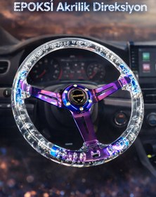Resim carlone Şeffaf Direksiyon Epoksi Momo 35cm Kabarcıklı Direksiyon Beyaz A+ Süper Ürün 