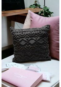 Resim Bohem 4'lü Dekoratif Yastık Kılıfı Kırlent Kılıfı 43x43 Cm Antrasit Geometrik Gri 