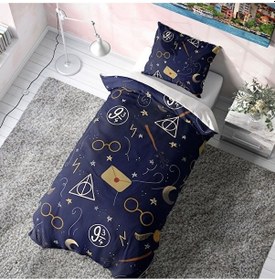 Resim Harry Potter Gryffindor Temalı Yastıklı Nevresim Takımı Çarşafsı Lacivert 