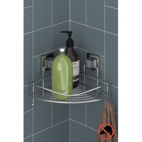 Resim Yapışkanlı Askılı Tek Katlı Banyo Köşe Rafı Krom EF250 