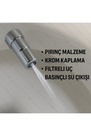 Resim DESIPHON Üniversal Klozet Taharet Çubuğu Ucu - Perlatörlü, Oynar Başlıklı, Krom Kaplama, Basınçlı Su Çıkışı 