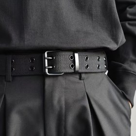 Resim Çift Pin Kare Toka Kemer Sağlam Siyah Naylon Noktalı Esnek Kemer Ceket Kot Pantolon Kemerleri Unisex Bel Kemerleri 