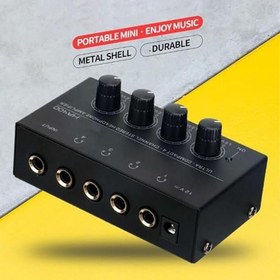 Resim Kulaklık Amplifikatörü, Profesyonel Düşük Gürültülü Mini Yüksek Güçlü 4 Kanallı Stereo Kulaklık Amplifikatörü, Evrensel Uyumluluk, Olağanüstü Ses Performansı (AB fişi) 