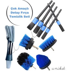 Resim Detay Temizlik Seti Matkap Uyumlu Fırça Seti, 5'li Oto Detay Fırçası Seti Ve Klima Temizleme Fırçası 