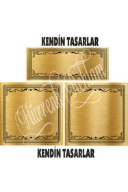 Resim sıradışıhediyem kendin tasarla metal gold ve gümüş seçeneği ile 10x10 cm. 2 adet 1 adet 15x6 cm. 
