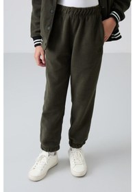 Resim Tommy Life Haki Kalın Yumuşak Dokulu Standart Fit Nakışlı Polar Kız Çocuk Eşofman Alt - 75155 Haki 