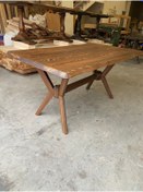 Resim EMEL AHŞAP Masif Doğal Ahşap Kelebek Ayaklı Kütük Masa, 160*90 Cm, Yemek-mutfak-ofis Masası 