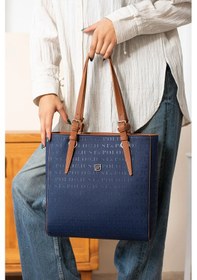 Resim Just Polo Kadın Büyük Boy 4 Bölmeli Günlük Kullanıma Uygun Tote Bag Omuz Çantası 234028mh Lacivert Taba Yeni 