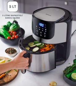 Resim Homend Airfryday 2502H 8 Farklı Program, 5 Litre Dokunmatik Ekranlı Fritöz Inox 