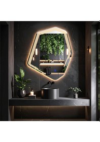 Resim Myrella Günışığı Lazer Kumlamalı Lavabo & Banyo Aynası Dokunmatik Sensörlü 80 X 68 