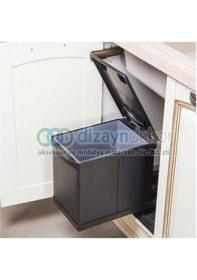Resim Dolap İçi Raylı Mat Siyah Çöp Kovası 16 Litre Otomatik 
