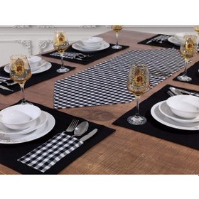 Resim Amerikan Servis Pamuklu Supla ve Runner Seti 6 Kişilik Takım Çok Renkli 