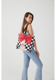 Resim Ayshome Popart Dama Desen Bez Plaj Alışveriş Çantası Çok Renkli 