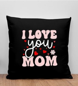 Resim Bk Gift Anneler Günü Tasarımlı Siyah Kırlent Yastık, Anneye Hediye, Ev Dekorasyonu, Anneler Günü Hediyesi-2 
