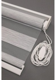 Resim Bambu Zebra Stor Perde 1007 Gri Ofis Mutfak Çocuk Odası Yatak Odası Salon Perdesi Lüx Gri 