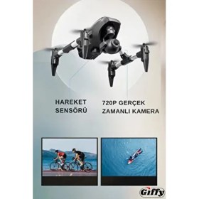 Resim Oyuncak Mini Kameralı Başlangıç Drone Uzaktan Kumandalı Uygulama Kontrollü 720P Takla Atan Drone 