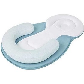 Resim Flybuy Yuvarlanma Önleyici Yenidoğan Yastığı, Bebek Uyku Pozisyon Pedi, Mavi Düz Baş Koruma 