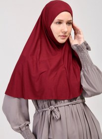 Resim manolyaşal islamic hijab Pratik Eşarp Peçeli-peçesiz Hazır Türban Sufle Bordo 