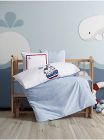 Resim Cotton Box Punch Nakışlı Bebek Nevresim Takımı Miniyo Mavi 