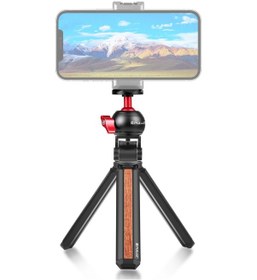 Resim Sones Puluz Ahşap İşlemeli Masaüstü Vlog Canlı Tripod Tutucu Ve Bilyalı Başlık Kırmızı 