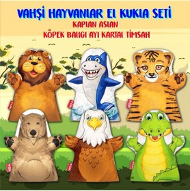 Resim 6 Parça Tox Vahşi Hayvanlar El Kukla Set Eğitici Oyuncak 