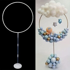 Resim 1 Set Balon Sütunu Kemer Seti, Doğum Günü, Düğün, Parti Süslemeleri için Yuvarlak Çerçeve Stand Orta Parçası - Noel, Yeni Yıl, Sevgililer Günü Uyumlu, Güç Gerektirmez, Tüysüz 