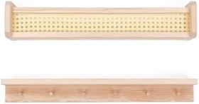 Resim Montessori Ahşap Hazeran 2’li Duvar Rafı Seti – Askılı Mini Raf ve Kitaplık, Doğal Tasarım 