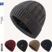Resim 1 adet Kış Sıcaklığı Unisex Bere - Akrilik Örgü İskelet Kapağı ile Yünlü Astar, Esnek Uygun, Hafif Spor Temalı, Noel Hediyesi, Moda Yaprak Logosu - Elle Yıkanabilir 