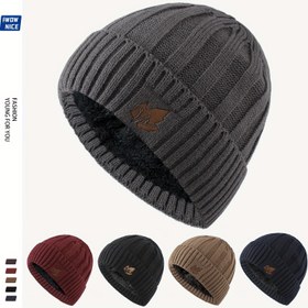 Resim 1 adet Kış Sıcaklığı Unisex Bere - Akrilik Örgü İskelet Kapağı ile Yünlü Astar, Esnek Uygun, Hafif Spor Temalı, Noel Hediyesi, Moda Yaprak Logosu - Elle Yıkanabilir 