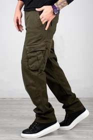 Resim DeepSEA Geniş Kesim Gabardin Kargo Pantolon - Likralı Outdoor Stil Çok Cepli Erkek Pantolon 1705421 