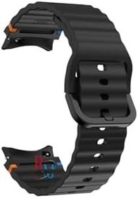 Resim Samsung Galaxy Watch 6 44 mm İle Uyumlu Kavisli Spor Silikon Kordon Siyah 