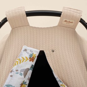 Resim Puset Örtüsü - Çift Taraflı - Sütlü Kahve Örgü - Hayvanat Bahçesi 