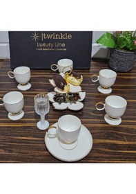 Resim Twinkle Luxury Gold Bone Porselen Kahve Fincan Takımı 01gld01 