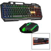Resim Beruflic Everest Hkm-x86 Quin Gökkuşağı Işıklı Usb Kablolu Klavye - Mouse Set 150cm Kablo 