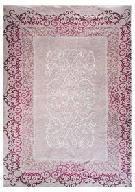 Resim Modern Desenlerde Kadife Dokulu Lastikli Halı Örtüsü Mürdüm- Gülkurusu Mürdüm 