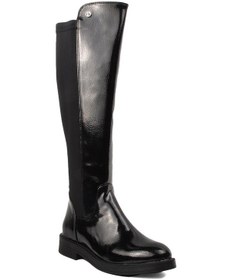 Resim Pierre Cardin Siyah Kırışık Polyester Karışımlı Kadın Düz Çizme Çok Renkli 