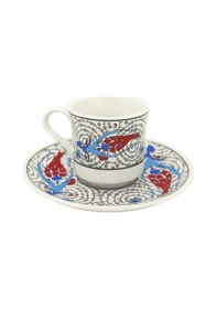 Resim Lale Çini Desenli 6 Kişilik Porselen Türk Kahvesi Fincan Takımı Çok Renkli 