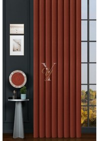 Resim İpek Kadife Fon Perde V-21 Kiremit Kiremit 