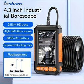 Resim INSKAM 8mm Dijital Borescope İnceleme Kamerası, 4.3" IPS LCD Ekran, 1/5/10m Yarı Rigt Snake Kablo, USB Şarj Edilebilir Batarya ve Otomatik Gece Görüşü - Otomotiv Tamiri, Su Kanalizasyonu, Ev Boru İncelemeleri, Endoskopik İnceleme, Esnek Kamera Tasarımı, Dayanıklı Yapım için 