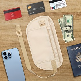 Resim Erkekler & Kadınlar için Ultra İnce Hırsızlık Önleyici Bel Çantası - Ayarlanabilir Kayış, Bilek Askısı Bağlantılı Hafif ve Kompakt Tasarım, Güvenli Fermuarlı Kapama & Hırsızlık Koruma - Makinede Yıkanabilir Bej Renkli Crossbody Çanta Koşu, Seyahat, Spor Salonu, Günlük Kullanım İçin Uygun - Telefon & Temel Eşyalar Sığdırır 