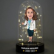 Resim Zarif Kadın Doktor Karikatürlü Işıklı Fanus Biblo 