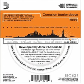 Resim D'Addario EJ10 80/20 Bronze Akustik Gitar Teli (10-47) 