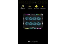 Resim Gameagle Frostcore X8 Rgb 8 Fanlı 10 Rgb Modlu 9-17’’ Notebook Soğutucu Stand Laptop Soğutucu 