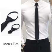 Resim 1'li Paket Erkek Fermuarlı Kravat - Ayarlanabilir Lazy-Loosen Tasarım, İş Günlük ve Resmi Giyim için Siyah Dar Boyun Bağı, Kolay Ayarlamalı No-Tie Sorunu, Kravatlar, Kemerler & Aksesuarlar 