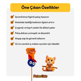 Resim PetzzCats Cherry Matatabi ve Çıngırak Sesli Kedi Oltası Oyuncağı Mavi 42 Cm 