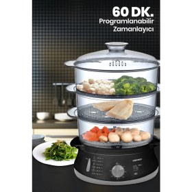 Resim Goldmaster Steamcook 60 Dakika Zaman Ayarlı 10 Litre Bpa Içermeyen Buharlı Pişirici 