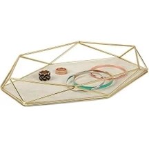 Resim Prisma Takı Rafı - Yüzükler, Küpeler, Bileklikler, Saatler ve Diğer Aksesuarlar Için Takı Tepsisi, Metal/mat Altın 